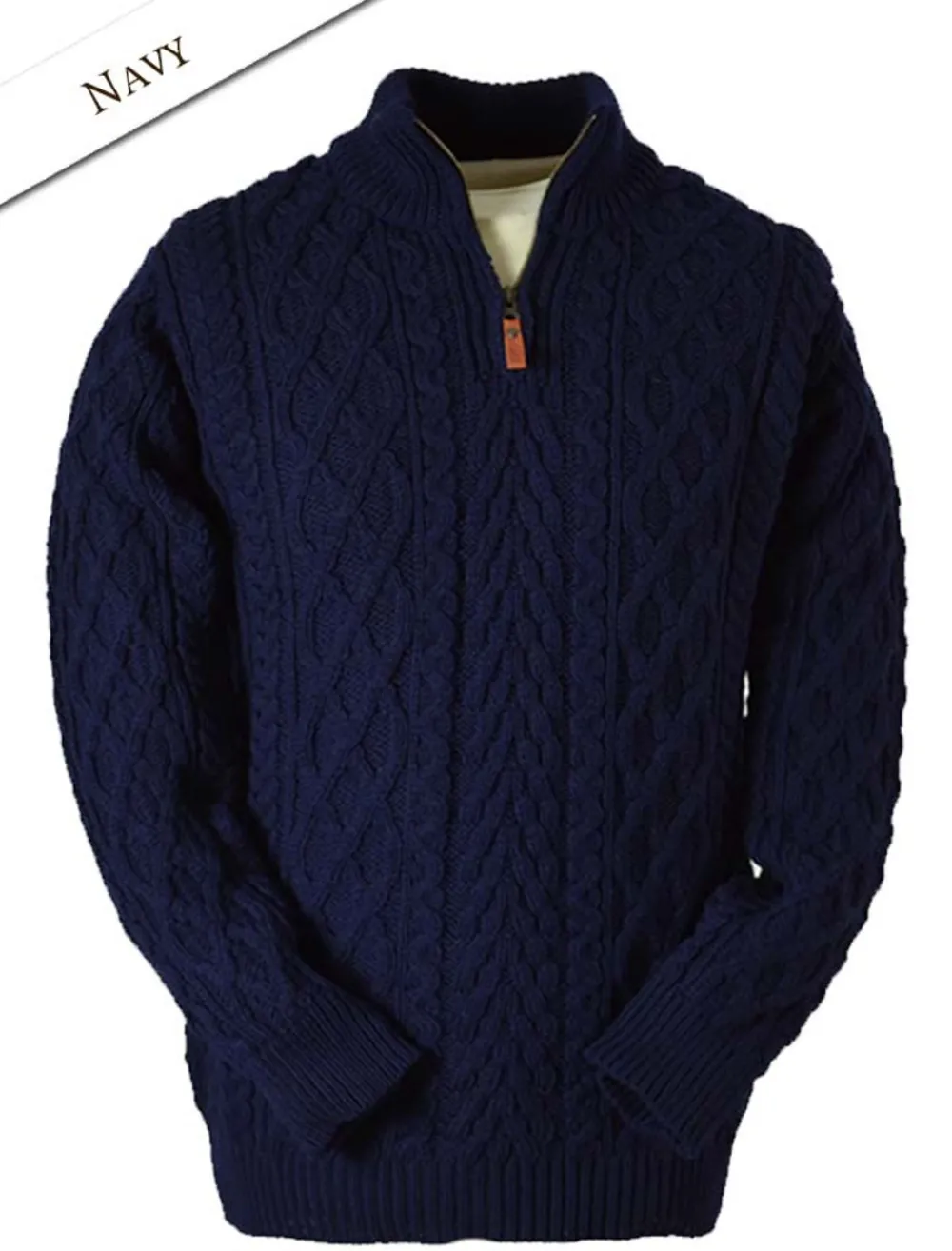 Glenaran Sweaters^Zip-Neck Aran Sweater