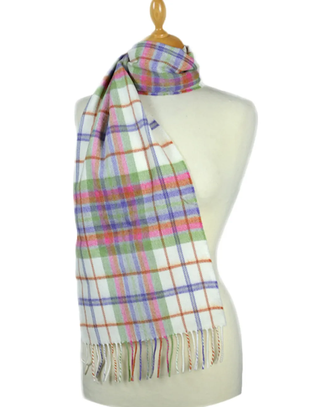 Glenaran Plaid & Tartan Scarves^Fine Merino Plaid Scarf - Cream Pastel