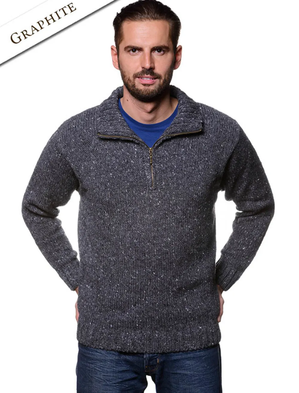 Glenaran Sweaters^Donegal Tweed Half Zip Sweater