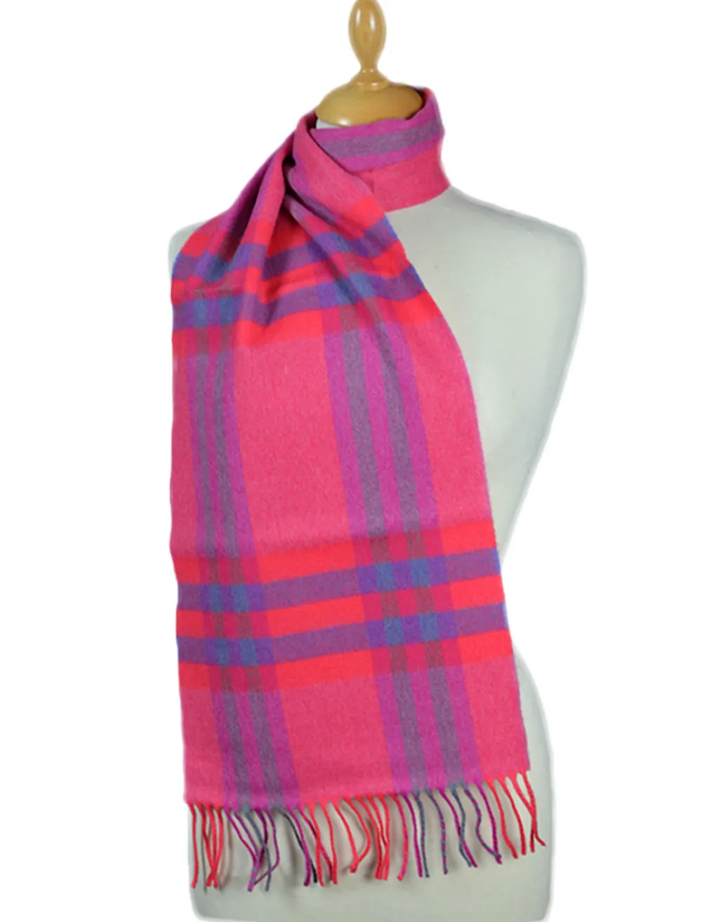 Glenaran Plaid & Tartan Scarves^Fine Merino Plaid Scarf - Fuchsia Pink