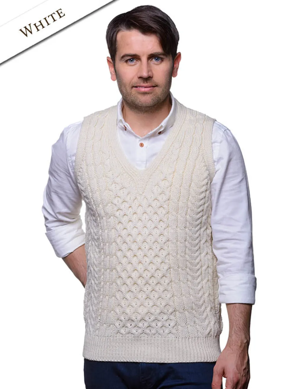Glenaran Cardigans, Jackets & Coats^V-Neck Aran Slipover