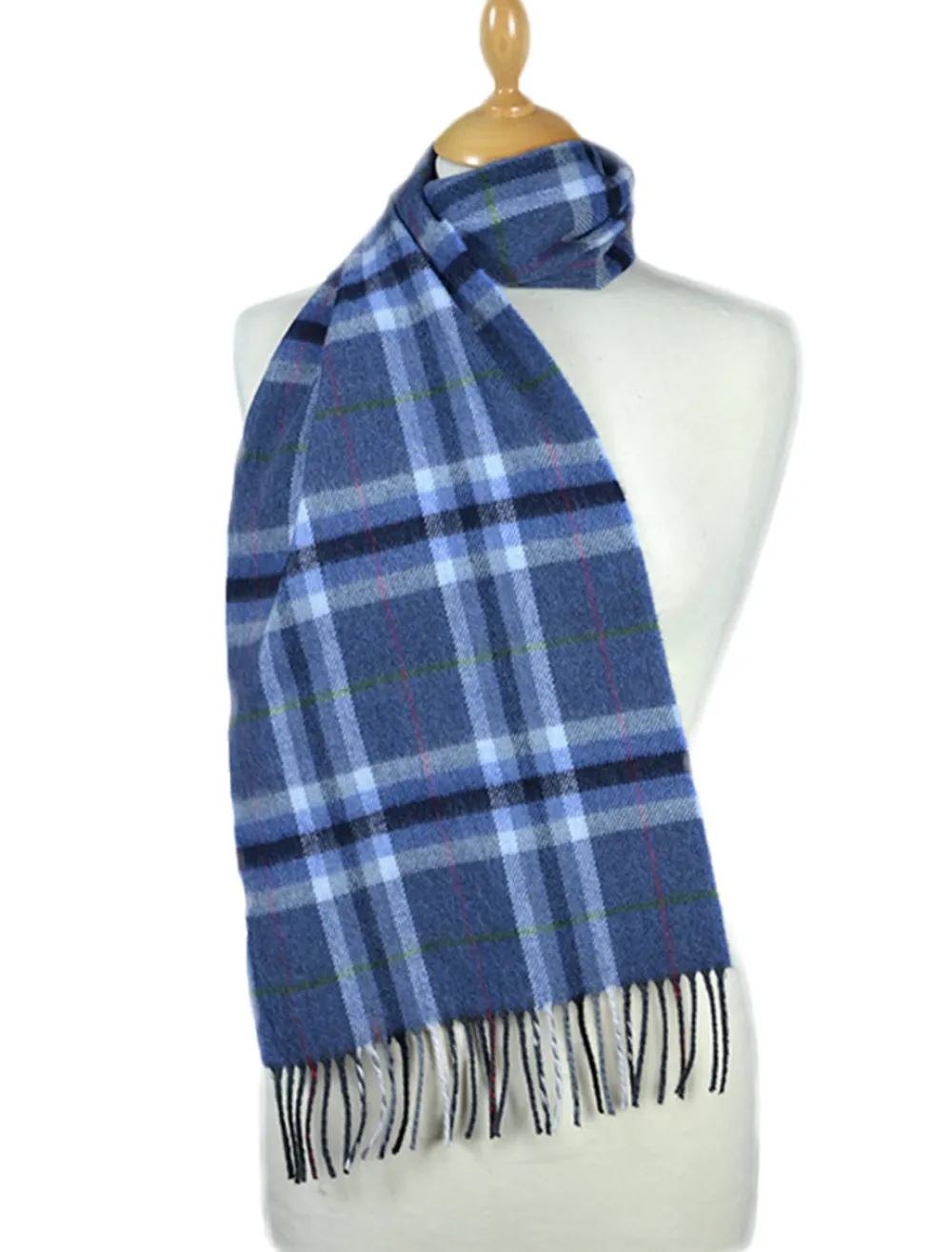Glenaran Plaid & Tartan Scarves|Plaid & Tartan Scarves^Fine Merino Plaid Scarf - Denim