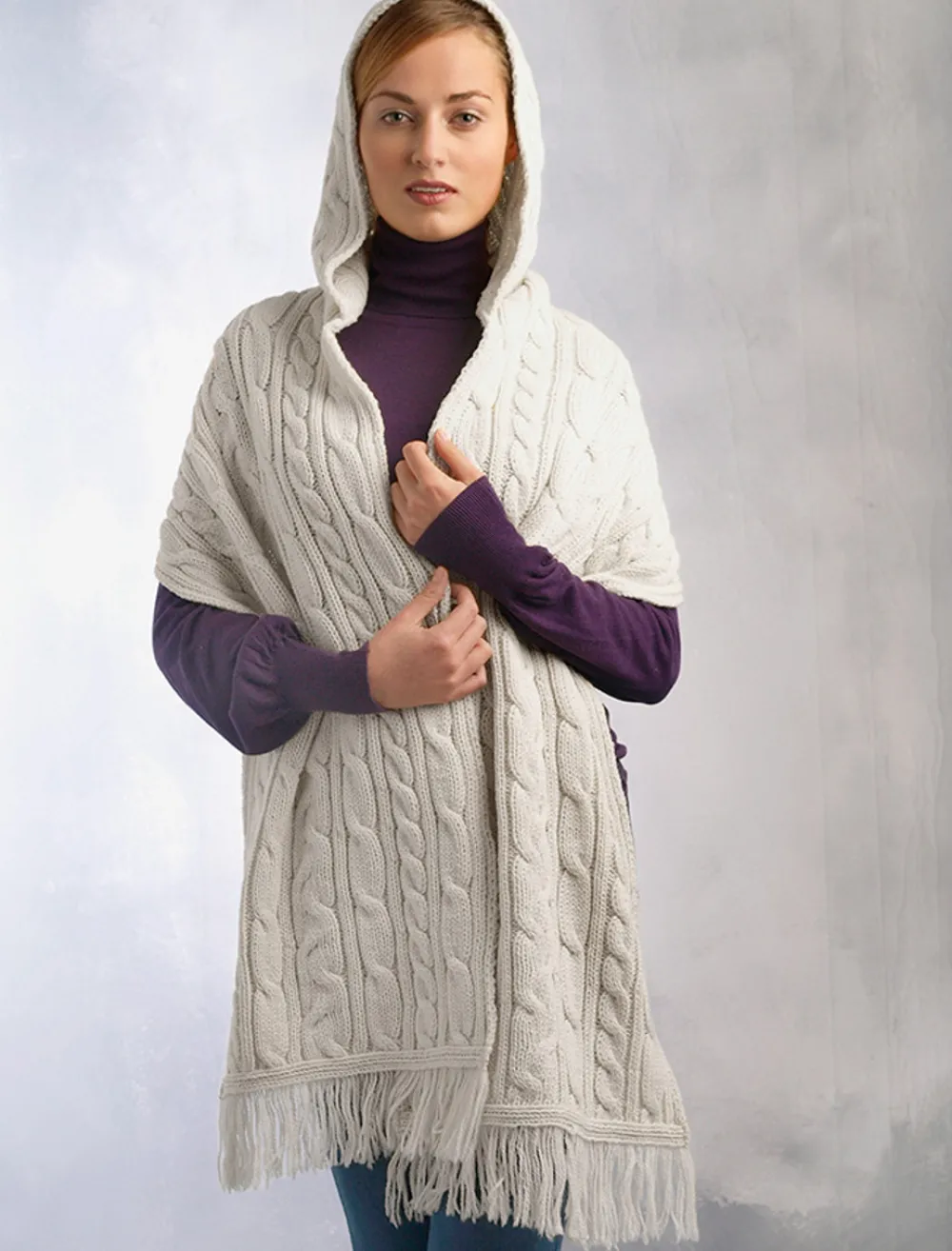Glenaran Knitted Wool Scarves|Ponchos, Capes & Shawls^Hooded Scarf Shawl