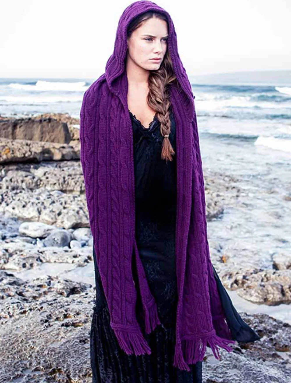 Glenaran Knitted Wool Scarves|Ponchos, Capes & Shawls^Hooded Scarf Shawl