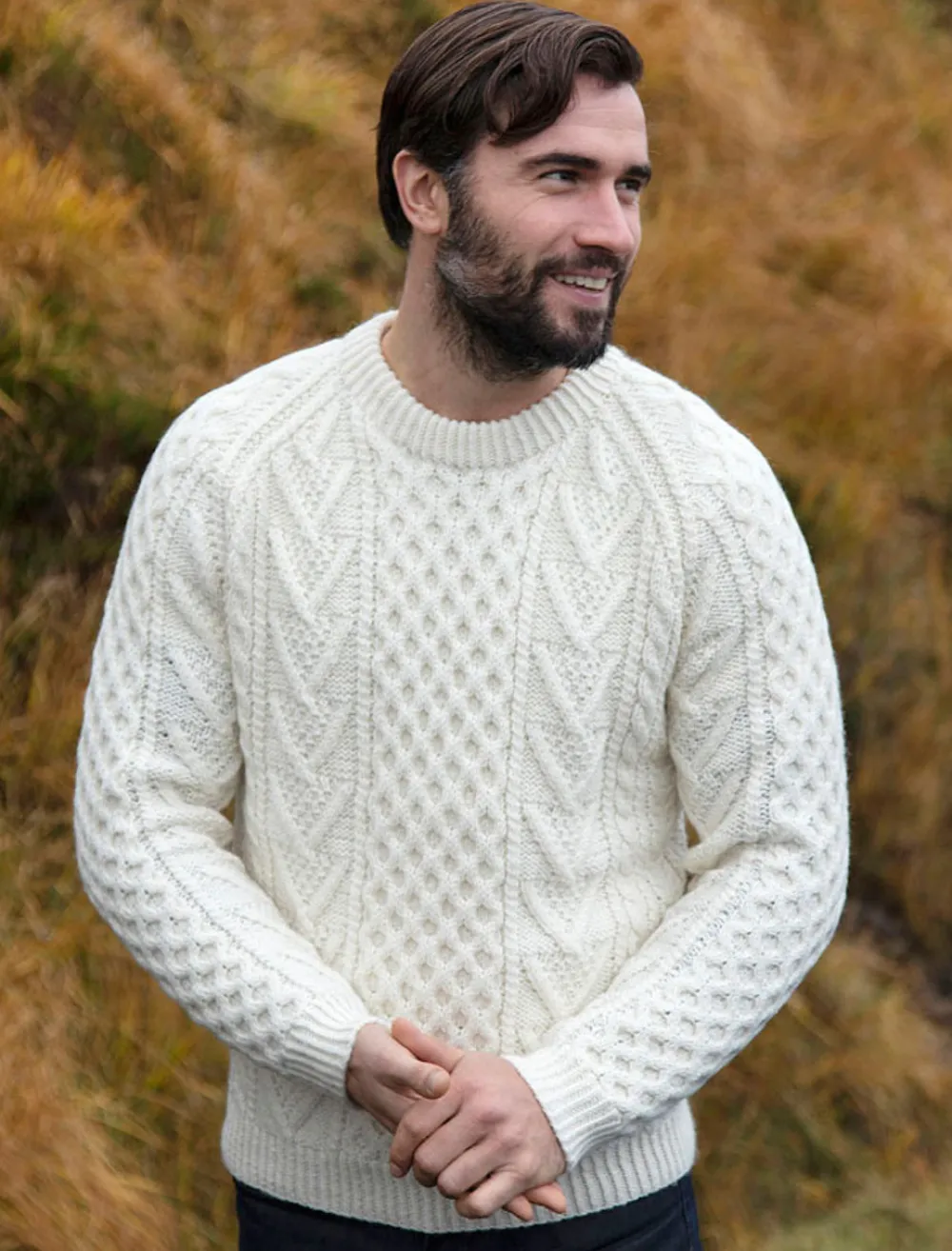 Glenaran Sweaters^Mens Hand-knit Chevron Stitch Sweater