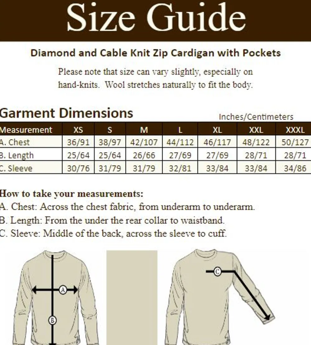 Glenaran Cardigans, Jackets & Coats^Diamond and Cable Knit Zip Cardigan with Pockets