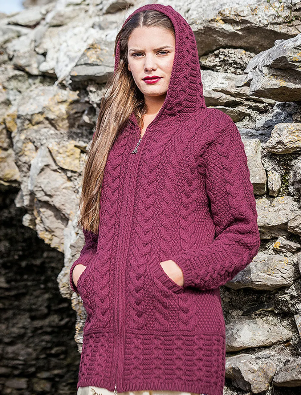 Glenaran Cardigans, Jackets & Coatigans^Hooded Coatigan with Celtic Knot Zipper Pull