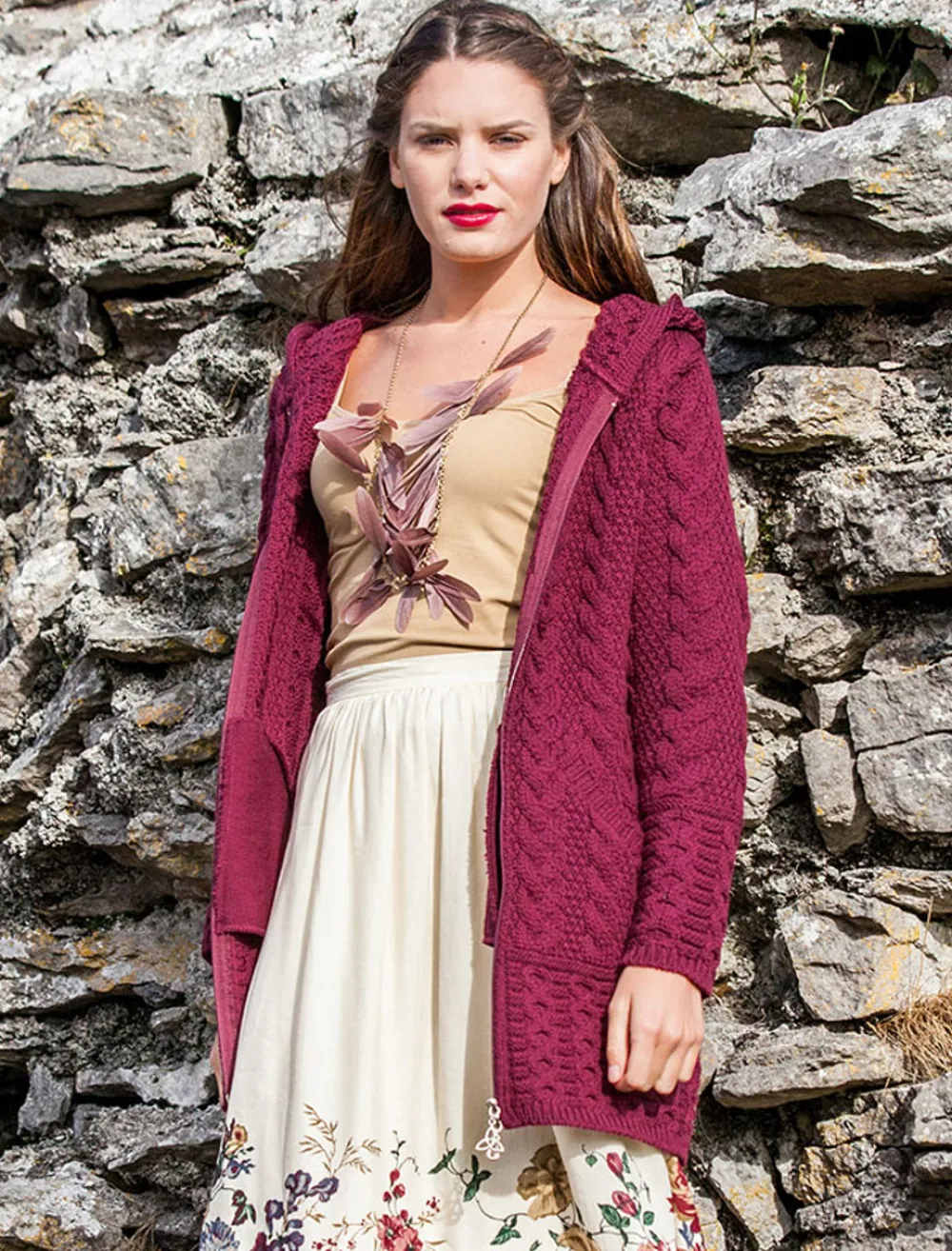 Glenaran Cardigans, Jackets & Coatigans^Hooded Coatigan with Celtic Knot Zipper Pull