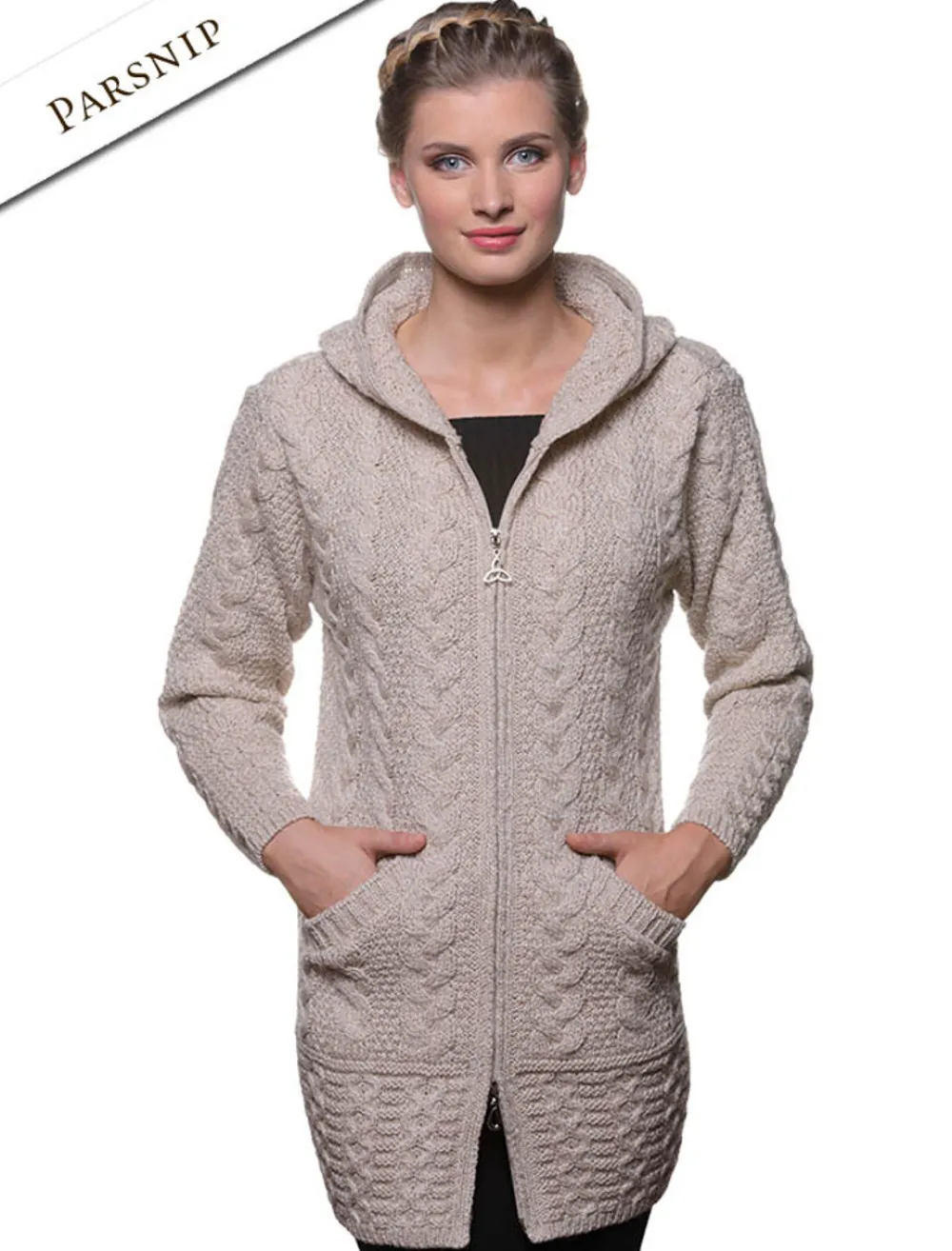 Glenaran Cardigans, Jackets & Coatigans^Hooded Coatigan with Celtic Knot Zipper Pull