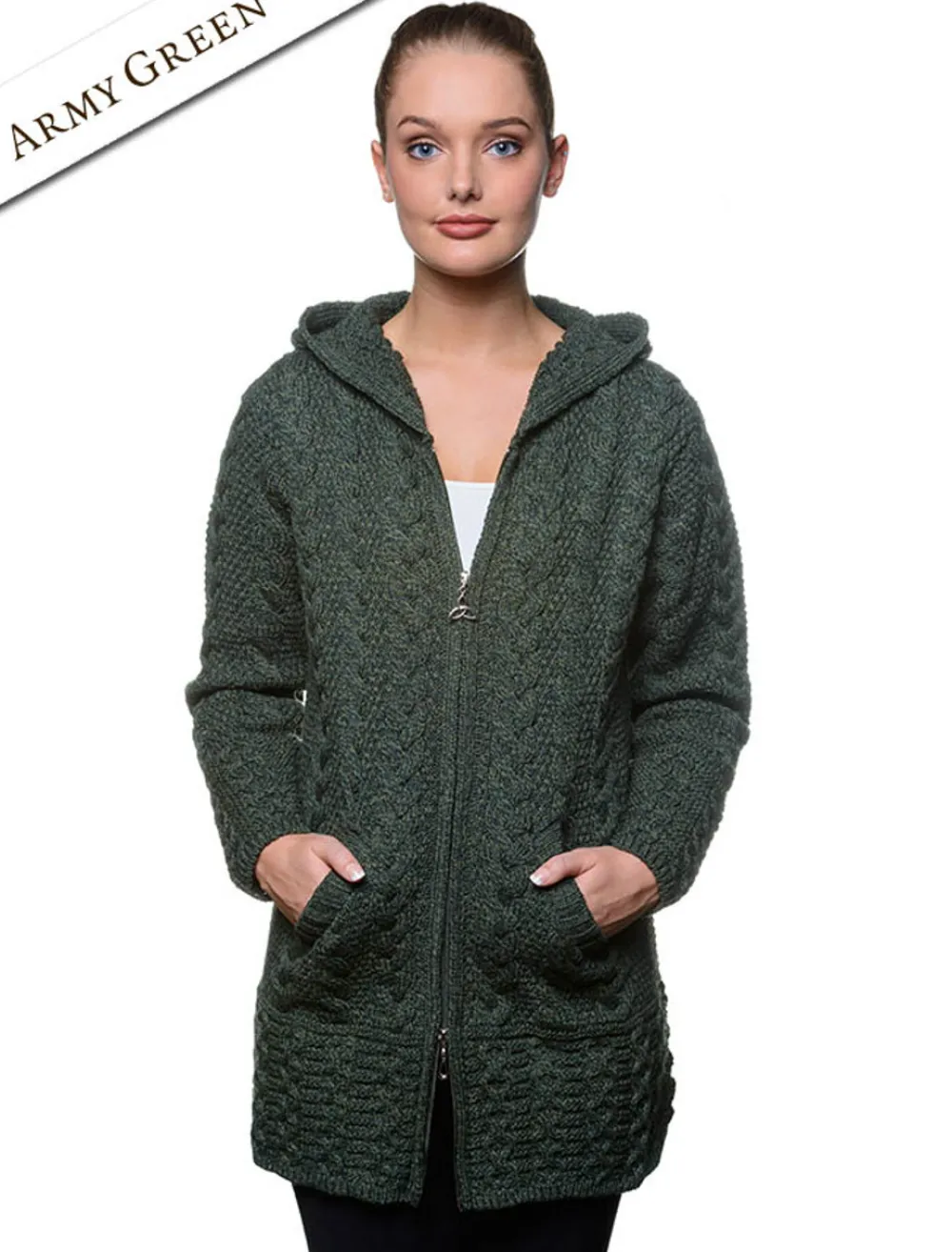 Glenaran Cardigans, Jackets & Coatigans^Hooded Coatigan with Celtic Knot Zipper Pull