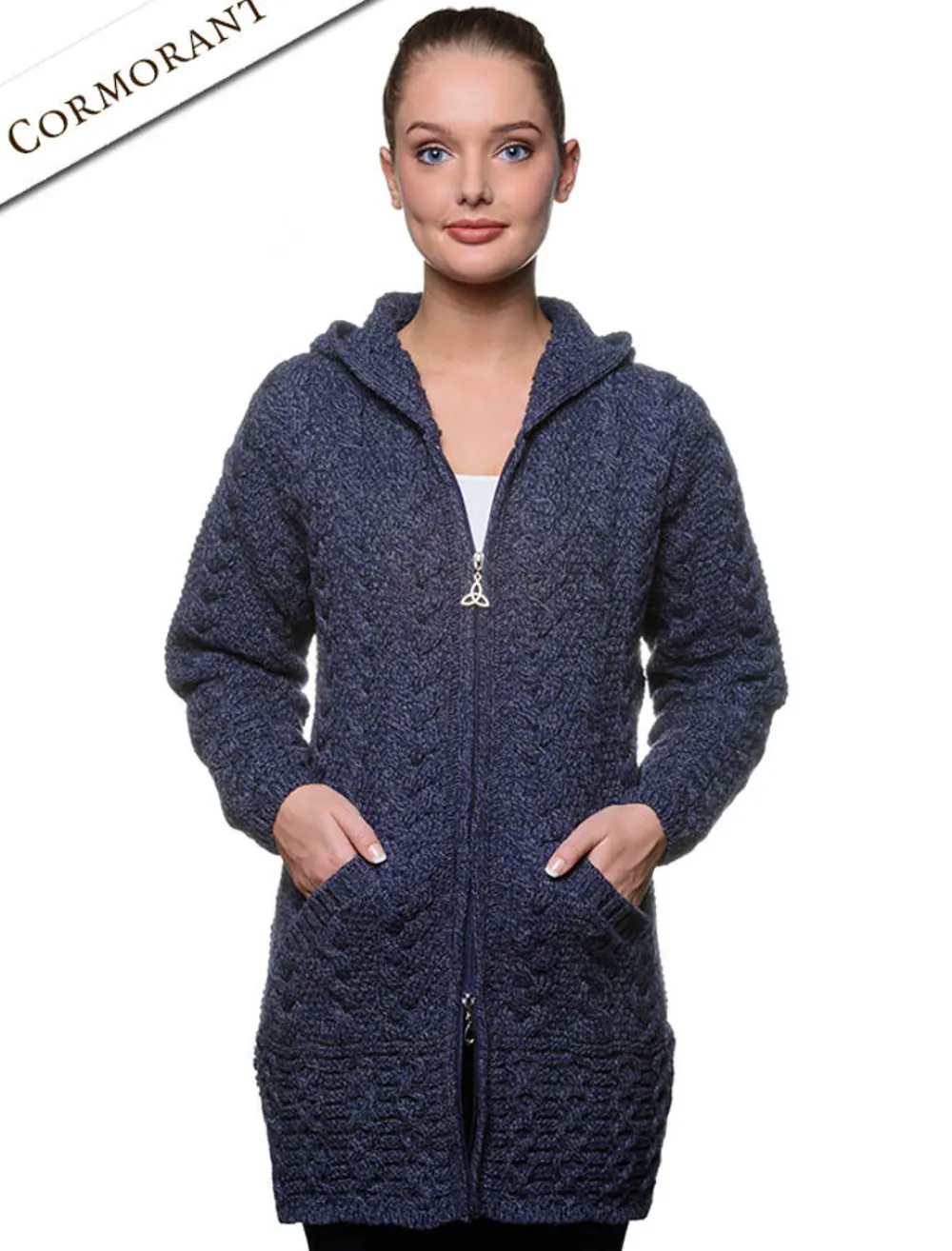 Glenaran Cardigans, Jackets & Coatigans^Hooded Coatigan with Celtic Knot Zipper Pull